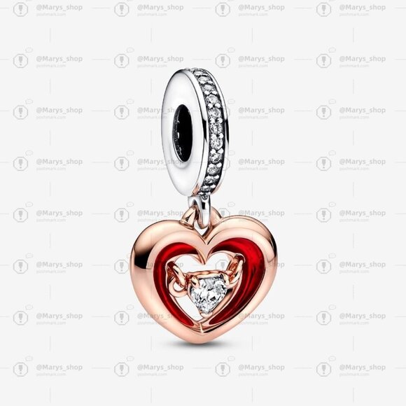 Pandora Two-tone Radiant Heart Dangle Charm|Two-tone - Picture 1 of 2